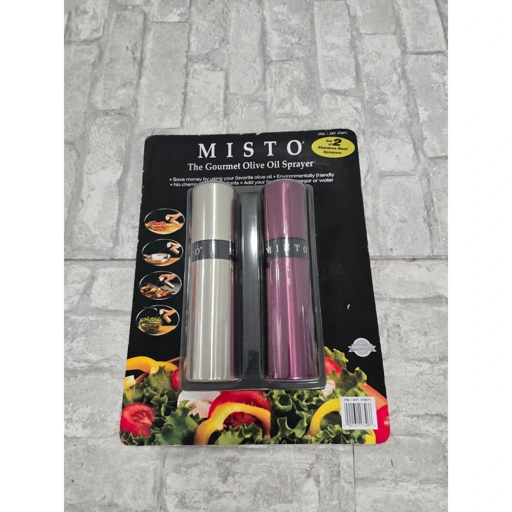 Misto Gourmet Olive Oil Sprayer 2 Pack Silver Metallic Purple 476671 Brand New